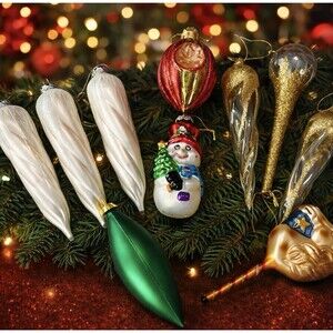 Mixed Lot of 10 Vintage Christmas Ornaments Various Styles
